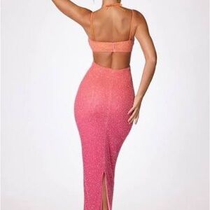 Oh Polly Vibrant Pink and Orange Backless Dress sunset